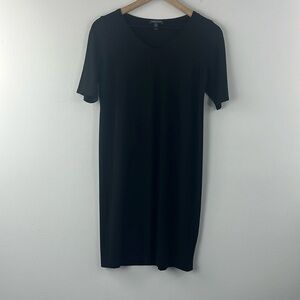 Eileen Fisher Black Vneck Short Sleeve Viscose Shift Dress Womens Size PS